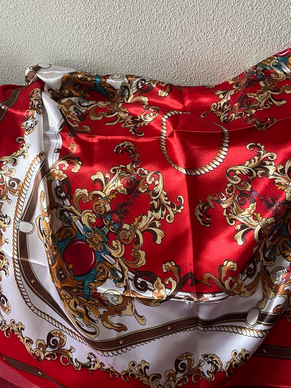 Red satin scarf